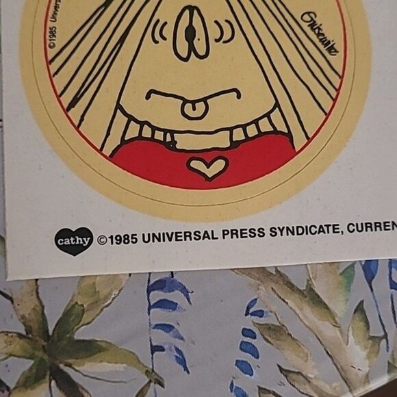 Vtg 80s CAthy Cathy Guisewite stickers on sheet page quantity 6 round Retro Y2k - Picture 5 of 16